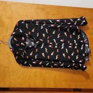 Velvet Heart Fox Print Button-down Wms Shirt